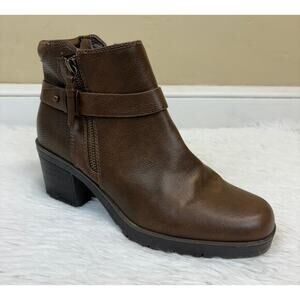 Baretraps Tannar Brown Faux Leather Heeled Ankle Boots Size 9.5